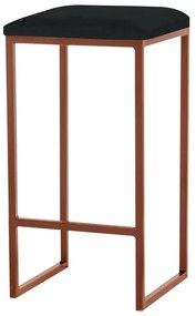 Banqueta Decorativa Billie Base Bronze Veludo Preto G41 - Gran Belo