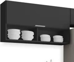 Armário de Cozinha Com Tampo CP03 170cm Pérola Preto Z34      - Mpozen