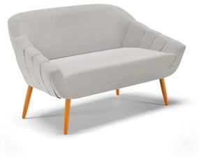 Namoradeira 02 Lugares Giovana Veludo Pés Palito Natural - D'Rossi - Cinza