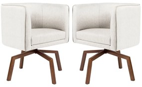 Kit 02 Poltronas Decorativas Sala de Estar Giratória Ka Nix Linho Creme G15 - Gran Belo