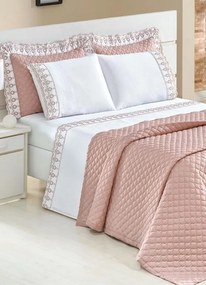 Enxoval 180 Fios Rosa Queen 7 Peças
