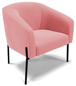 Poltrona Decorativa Pé de Ferro Preto Stella Suede D03 - D'Rossi - Rose