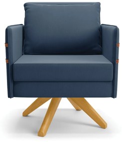 Kit 01 Namoradeira 02 Lugares e 01 Poltrona Mari Suede Azul Marinho Base de Madeira MA30 - D'Rossi