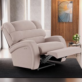Poltrona do Papai Sala de Cinema Reclinável Kylie Power Touch Veludo Rosê G23