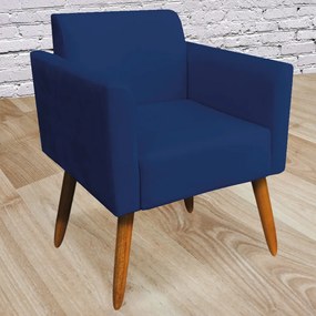 Poltrona Decorativa Isabella Pés Palito Madeira Suede Azul Marinho G19 - Gran Belo