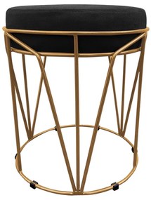 Puff Multiuso com Mesa Babu 2 em 1 Suede Preto Base Dourado - D'Rossi