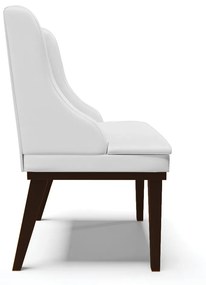 Kit 04 Cadeiras de Jantar Liz Corino Branco Base Fixa Madeira Tabaco D03 - D'Rossi