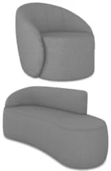 Sofá 3 Lugares 180cm Wendi e Poltrona Steve Linho Grafite I01  - Mpoze