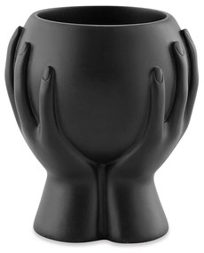 Cachepot "Mão" em Poliresina Preto 13x11 cm - D'Rossi
