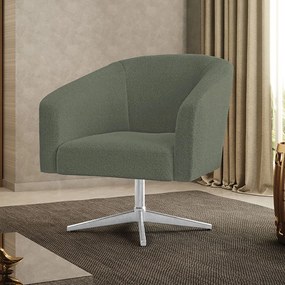 Poltrona Decorativa Giratória Cromada Stella Bouclê D03 - D'Rossi - Verde Pistache