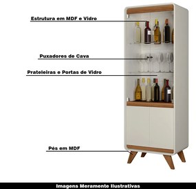 Cristaleira Decorativa Maverick MDF Nature/OffWhite G21 - Gran Belo
