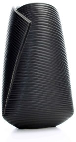 Vaso Decorativo Dobradura Preto em Cerâmica 25x16 cm - D'Rossi