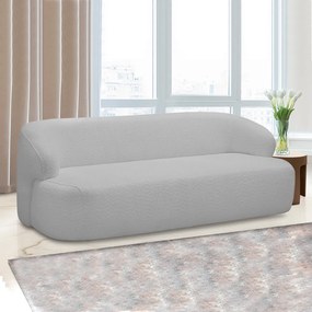 Conjunto Sala de Estar Decorativo Charlote 1 Poltrona Namoradeira 150cm 1 Poltrona Base Giratória em Aço com Puff Bouclê Cinza G88 - Gran Belo