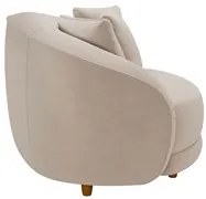 Poltrona Decorativa para Sala 122cm Pés Madeira Kaly M22 Veludo Bege -