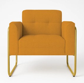Poltrona Sala Industrial Alta Tubo Dourado Elisa Bouclê D03 - D'Rossi - Mostarda