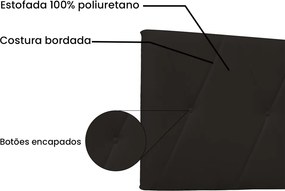 Painel Aquilla Para Cama Box King 195 cm Corino S04 - D'Rossi - Marrom