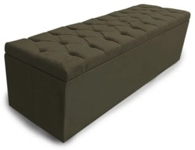 Calçadeira Baú Queen 160cm Nicole Capitonê Suede Marrom - Sheep Estofados - Marrom