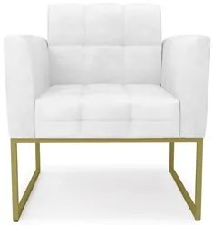 Sofá Namoradeira e 2 Poltronas Base Industrial Dourado Ana Sintético P