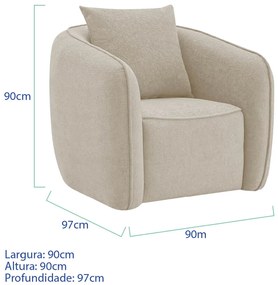 Kit 02 Poltronas Decorativas Sala de Estar Recepção Florença Linho - ADJ Decor