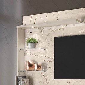 Painel TV 50 Pol 160cm Bancada Suspensa Sala Ravian Calacata/Off White M20 - D'Rossi