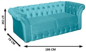 Namoradeira Sofá 2 Lugares Chesterfield Capitonê 186cm Veludo Turquesa - Sheep Estofados - Água