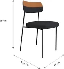 Cadeira Estofada Milli Corano/Linho A14 Caramelo/Grafite - Mpozenato