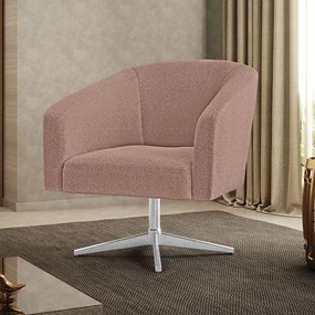 Poltrona Decorativa Giratória Cromada Stella Bouclê D03 - D'Rossi - Rose