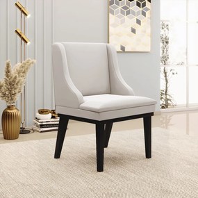 Cadeira de Jantar Liz Veludo Base Fixa Madeira Preto D03 - D'Rossi - Cinza