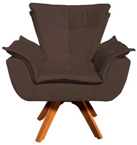 Poltrona Sala de Estar Giratória MM30 Opalla Suede D03 - D'Rossi - Marrom