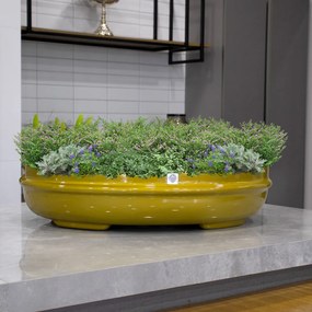 Vaso Bacia Decorativo Osaka Ouro Metal 16x65x52 cm - D'Rossi