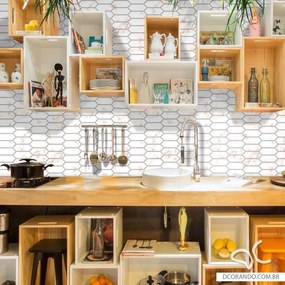 Papel de Parede Pastilha Mosaico Six Mármore Color