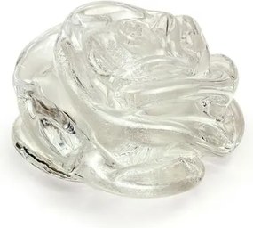 Peso Flor Rosa Transparente com Prata Murano Cristais Cadoro