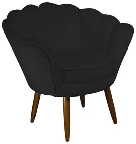 Poltrona Decorativa Pétala Pés Palito Suede Preto - Sheep Estofados