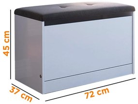 Sapateira Puff Cama Quarto Multifuncional Decoração Branco/cinza
