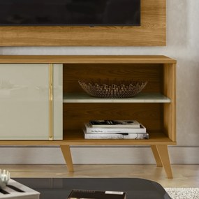 Painel TV 60 Pol 160cm com Rack Bancada para Sala Hylon Cumaru/Opala M20 - D'Rossi