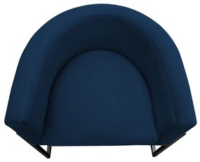 Poltrona Decorativa Base Metal Preta Luna Veludo Azul - Sheep Estofados - Azul escuro