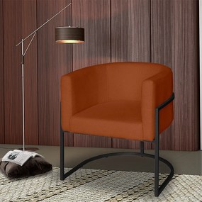 Poltrona Base Industrial Preto Kit 2 Lety Veludo - Terracota