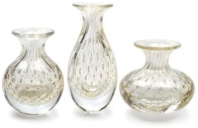 Trio de Vasos Mini Tela Transparente com Ouro Murano Cristais Cadoro