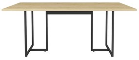 Mesa de Jantar 06 Lugares Lina 180 cm Natural Base Metálica Industrial Preto - D'Rossi