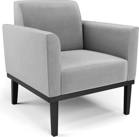Poltrona Decorativa Isabella Pés Fixo em Madeira Preto Suede Cinza G19 - Gran Belo