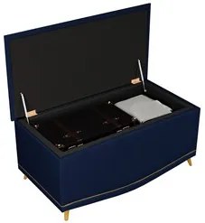 Calçadeira Baú Solteiro 90cm com Tachas Imperial J02 Veludo Azul - Mpo