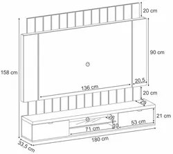 Painel para TV Suspenso 55 Pol. Illuna H01 Off White/Cinamomo - Mpozen