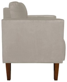 Poltrona Livia Suede Pés Chanfrado Castanho D01 - D'Rossi - Bege