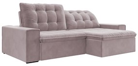 Sofá Retrátil 274 cm Sala de Estar Gabi Suede Rosê G52 - Gran Belo