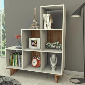 Estante Livros Prateleira Com 6 Nichos Nobu - Branco/castanho