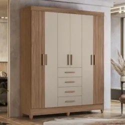 Guarda Roupa Casal 165cm 6 Portas Guiana Carvalho/Fendi Z17  - Mpozena