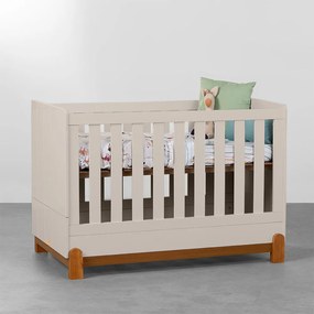 Berço Mini Cama Lotus com Frisos - Areia Fosco