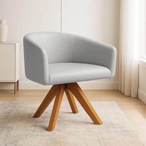 Poltrona Sala Base Giratória Madeira Arielle Sintético D03 - D'Rossi - Cinza