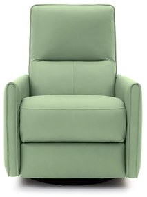 Poltrona do Papai Sala de Estar Reclinável Elétrica Palace USB e USB-C Gira Balança Couro Verde Claro G40 - Gran Belo
