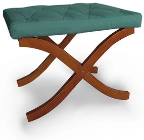 Puff Decorativo Joice Base Madeira Suede Turqueza - Sheep Estofados